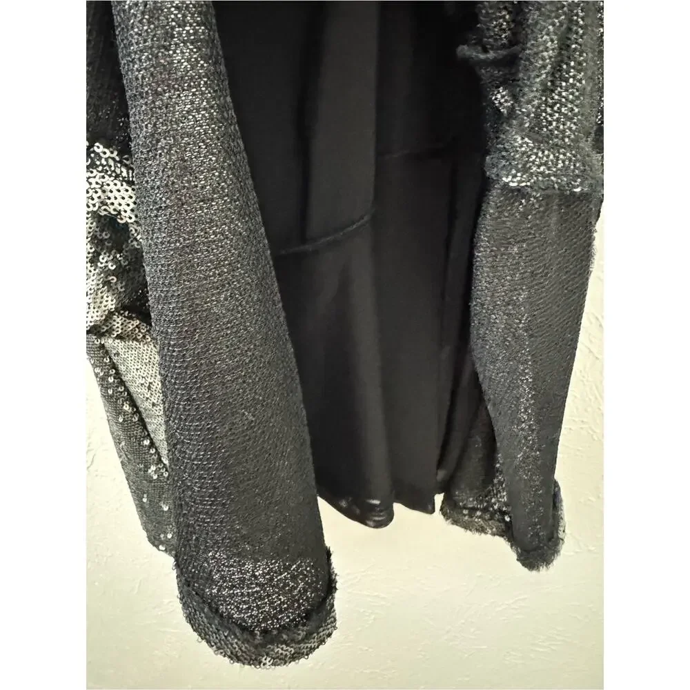 Free People Sequin Mini Dress Size Medium Silver Black Batwing Flawed AS-IS
